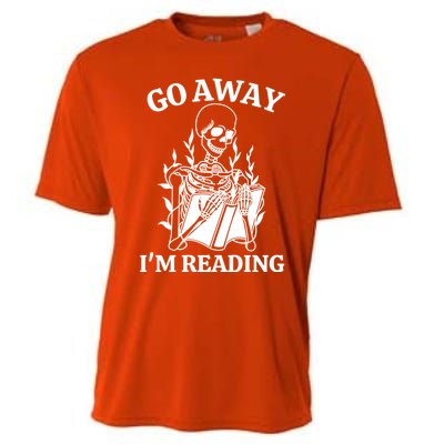 Go Away IM Reading Skeleton Book Gift Cooling Performance Crew T-Shirt