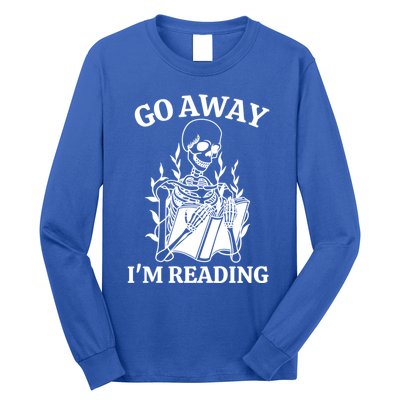 Go Away IM Reading Skeleton Book Gift Long Sleeve Shirt