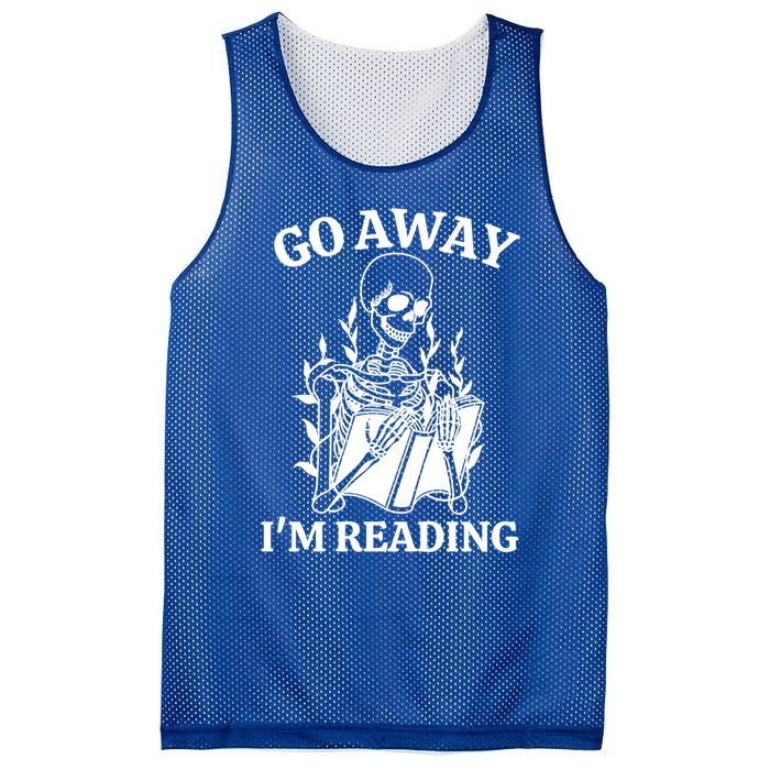 Go Away IM Reading Skeleton Book Gift Mesh Reversible Basketball Jersey Tank