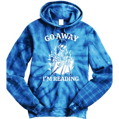 Go Away IM Reading Skeleton Book Gift Tie Dye Hoodie