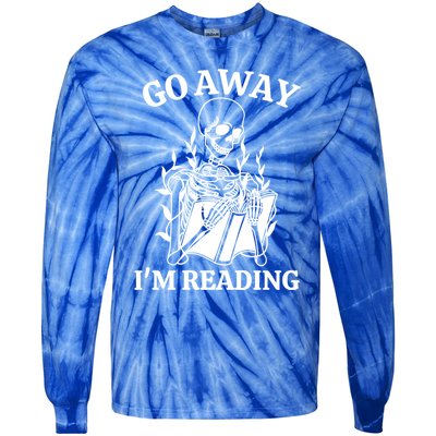 Go Away IM Reading Skeleton Book Gift Tie-Dye Long Sleeve Shirt