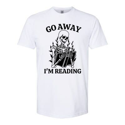 Go Away IM Reading Skeleton Book Gift Softstyle CVC T-Shirt