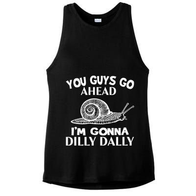 Go Ahead I Am Gonna Dilly Dall Funny Snail Minimalistic Ladies PosiCharge Tri-Blend Wicking Tank