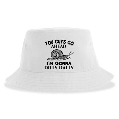 Go Ahead I Am Gonna Dilly Dall Funny Snail Minimalistic Sustainable Bucket Hat