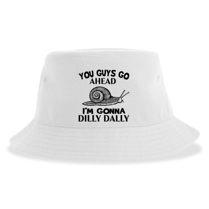Go Ahead I Am Gonna Dilly Dall Funny Snail Minimalistic Sustainable Bucket Hat
