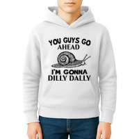 Go Ahead I Am Gonna Dilly Dall Funny Snail Minimalistic Kids Hoodie