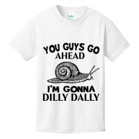 Go Ahead I Am Gonna Dilly Dall Funny Snail Minimalistic Kids T-Shirt