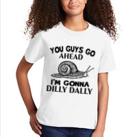 Go Ahead I Am Gonna Dilly Dall Funny Snail Minimalistic Kids T-Shirt