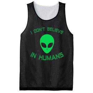 Green Alien I Dont Believe in Humans Funny Alien UFO Believe Mesh Reversible Basketball Jersey Tank