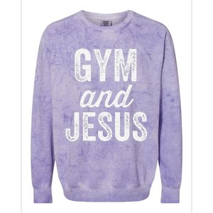 Gym And Jesus Christian Workout Lifting Weights Bodybuilding Colorblast Crewneck Sweatshirt