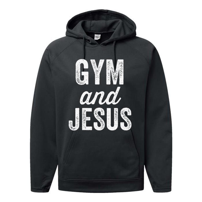 Gym And Jesus Christian Workout Lifting Weights Bodybuilding Performance Fleece Hoodie