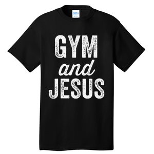 Gym And Jesus Christian Workout Lifting Weights Bodybuilding Tall T-Shirt