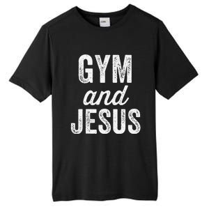 Gym And Jesus Christian Workout Lifting Weights Bodybuilding Tall Fusion ChromaSoft Performance T-Shirt