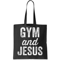 Gym And Jesus Christian Workout Lifting Weights Bodybuilding Tote Bag