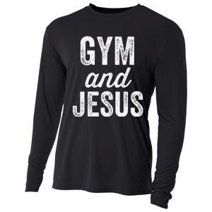 Gym And Jesus Christian Workout Lifting Weights Bodybuilding Cooling Performance Long Sleeve Crew