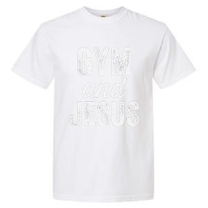 Gym And Jesus Christian Workout Lifting Weights Bodybuilding Garment-Dyed Heavyweight T-Shirt