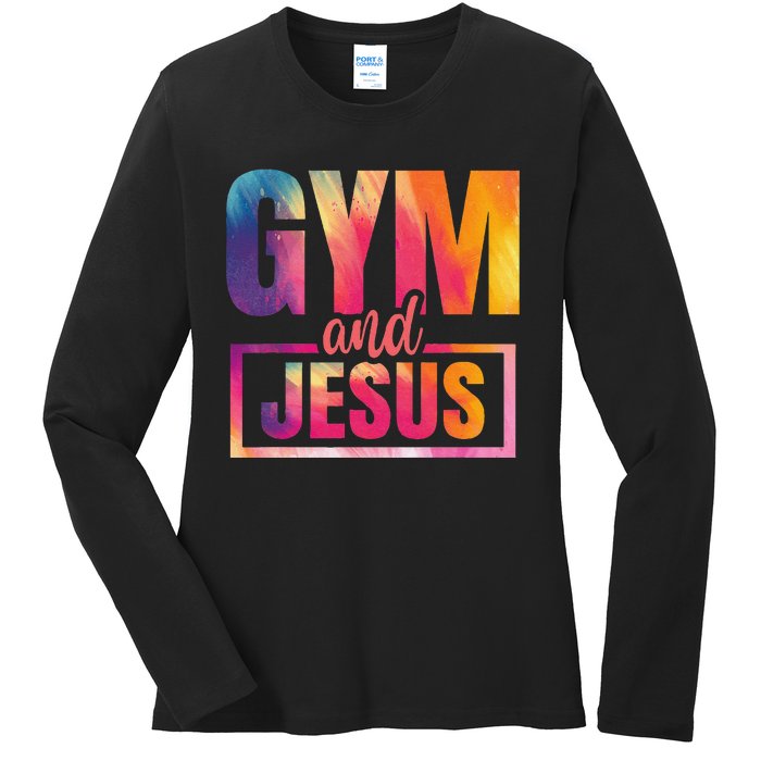 Gym And Jesus Ladies Long Sleeve Shirt