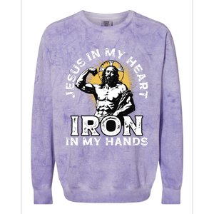 Gym And Jesus Christian Bodybuilder Religious Bodybuilding Colorblast Crewneck Sweatshirt