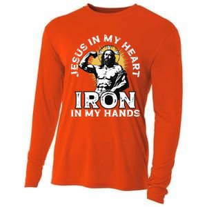 Gym And Jesus Christian Bodybuilder Religious Bodybuilding Cooling Performance Long Sleeve Crew