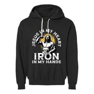 Gym And Jesus Christian Bodybuilder Religious Bodybuilding Garment-Dyed Fleece Hoodie