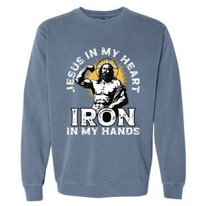 Gym And Jesus Christian Bodybuilder Religious Bodybuilding Garment-Dyed Sweatshirt