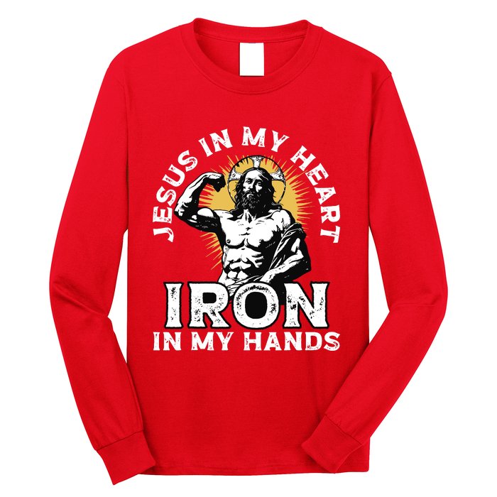 Gym And Jesus Christian Bodybuilder Religious Bodybuilding Long Sleeve Shirt