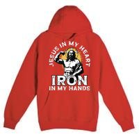 Gym And Jesus Christian Bodybuilder Religious Bodybuilding Premium Pullover Hoodie