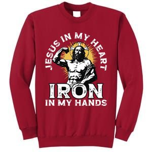 Gym And Jesus Christian Bodybuilder Religious Bodybuilding Tall Sweatshirt