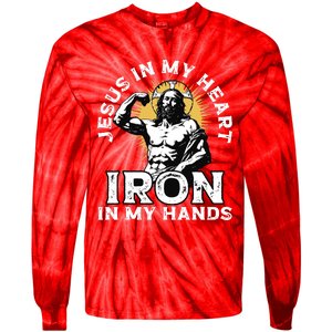 Gym And Jesus Christian Bodybuilder Religious Bodybuilding Tie-Dye Long Sleeve Shirt