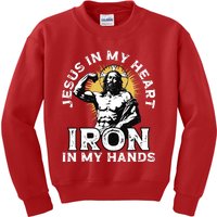 Gym And Jesus Christian Bodybuilder Religious Bodybuilding Kids Sweatshirt