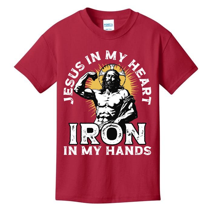 Gym And Jesus Christian Bodybuilder Religious Bodybuilding Kids T-Shirt