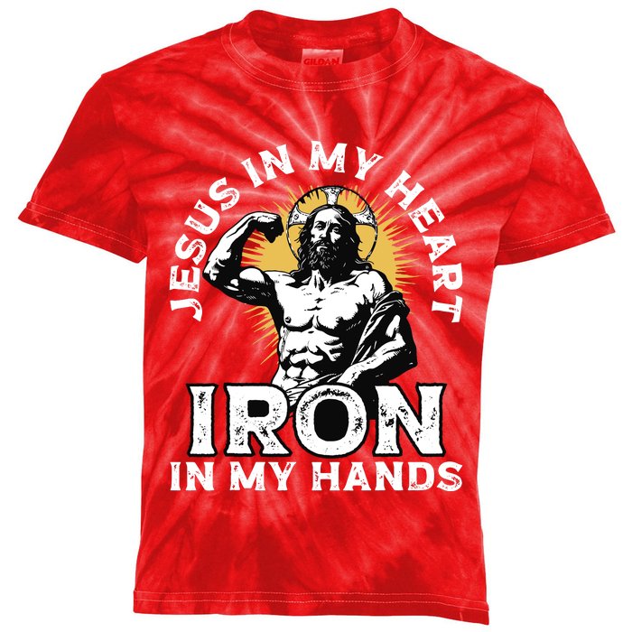 Gym And Jesus Christian Bodybuilder Religious Bodybuilding Kids Tie-Dye T-Shirt