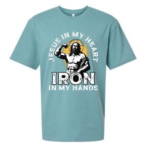 Gym And Jesus Christian Bodybuilder Religious Bodybuilding Sueded Cloud Jersey T-Shirt