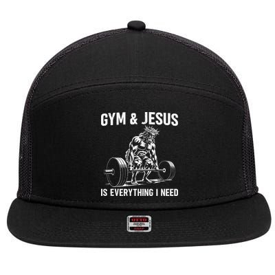 Gym And Jesus Christian Weight Lifting 7 Panel Mesh Trucker Snapback Hat
