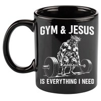 Gym And Jesus Christian Weight Lifting 11oz C Handle Ceramic Mug