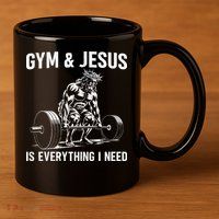 Gym And Jesus Christian Weight Lifting 11oz C Handle Ceramic Mug