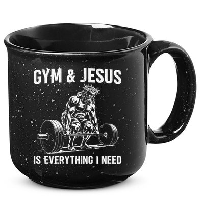 Gym And Jesus Christian Weight Lifting 15oz Campfire Ceramic Mug