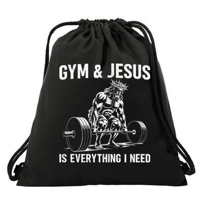 Gym And Jesus Christian Weight Lifting Drawstring Bag