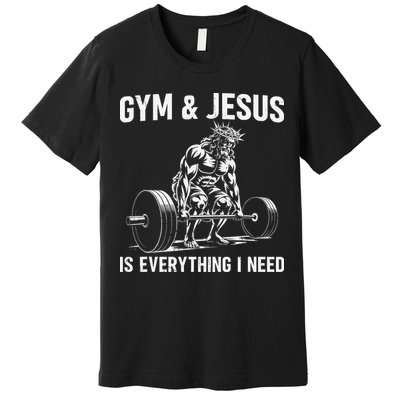 Gym And Jesus Christian Weight Lifting Premium T-Shirt