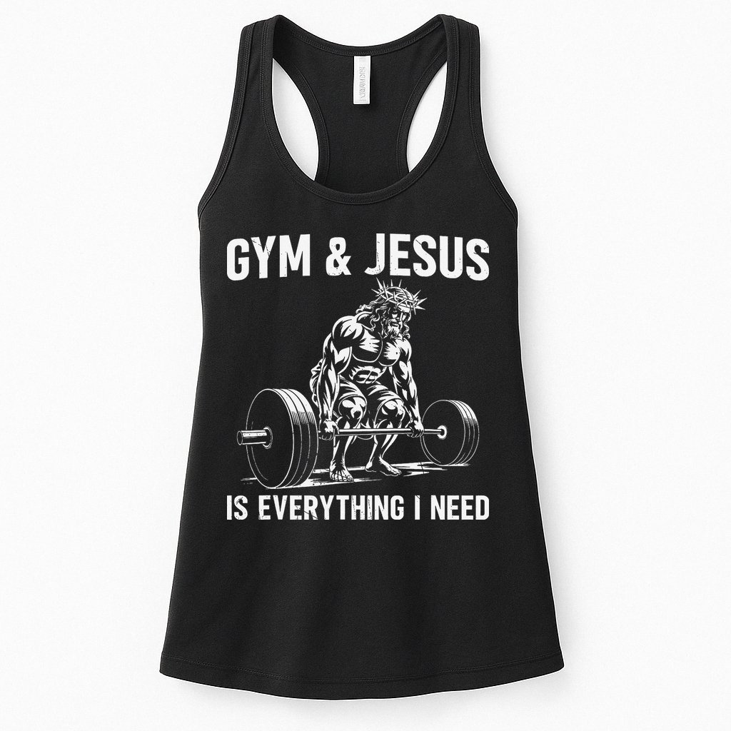 Gym And Jesus Christian Weight Lifting Womens Tank Top
