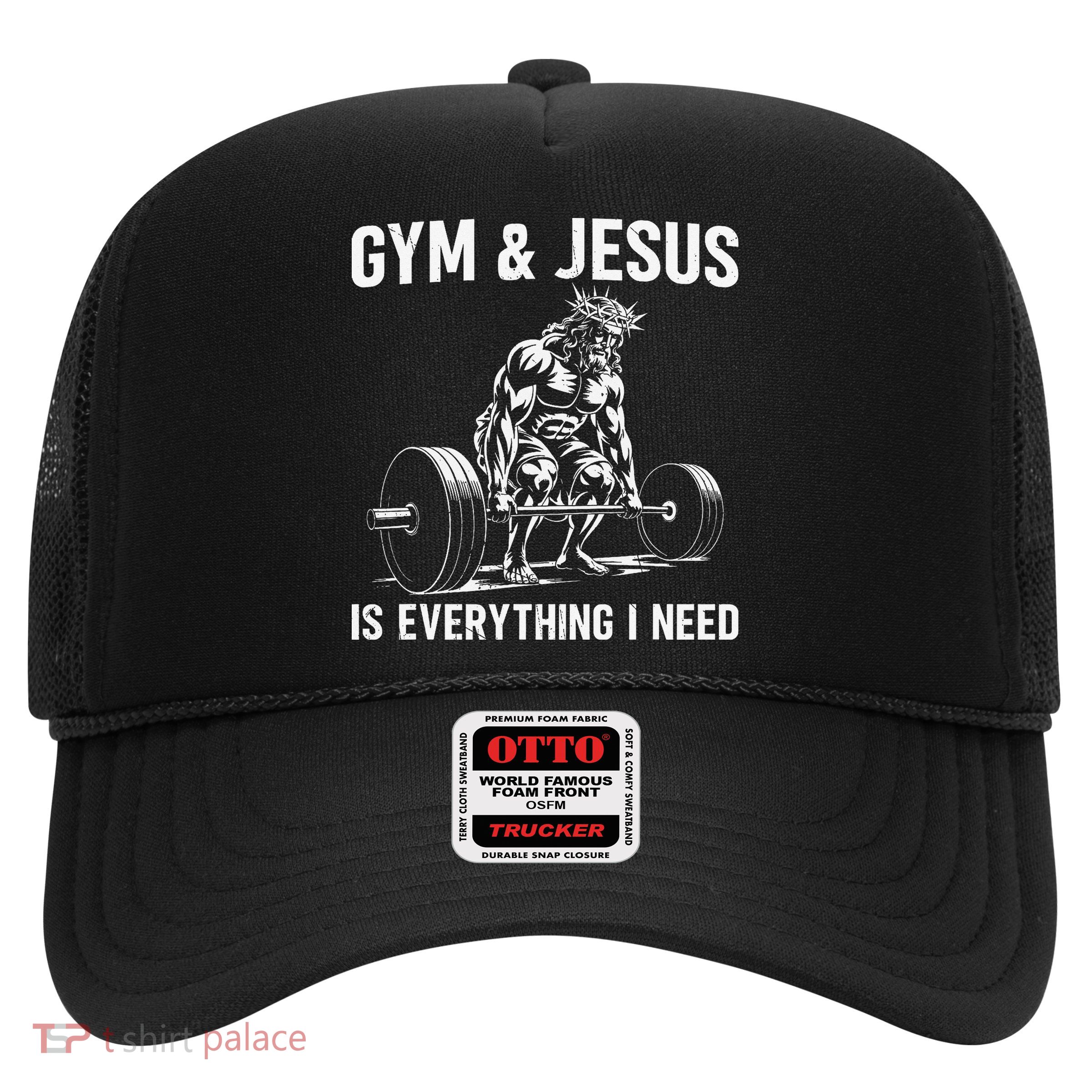 Gym And Jesus Christian Weight Lifting Trucker Hat