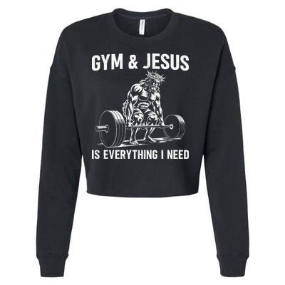 Gym And Jesus Christian Weight Lifting Cropped Pullover Crew
