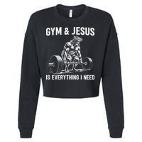 Gym And Jesus Christian Weight Lifting Cropped Pullover Crew