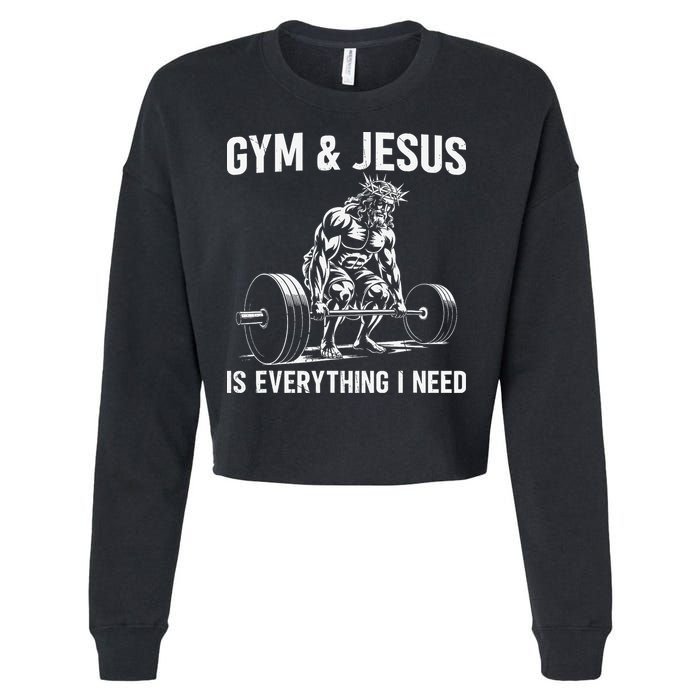Gym And Jesus Christian Weight Lifting Cropped Pullover Crew