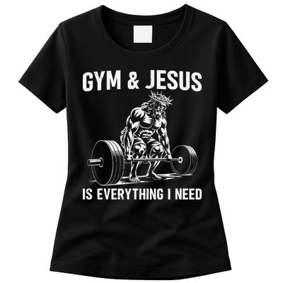 Gym And Jesus Christian Weight Lifting Womens T-Shirt