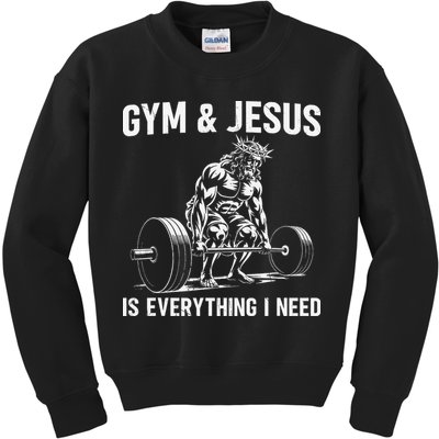 Gym And Jesus Christian Weight Lifting Kids Sweatshirt