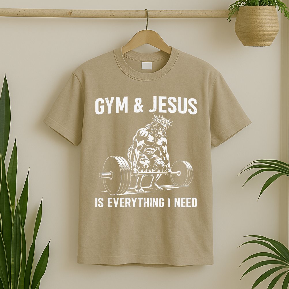 Gym And Jesus Christian Weight Lifting T-Shirt