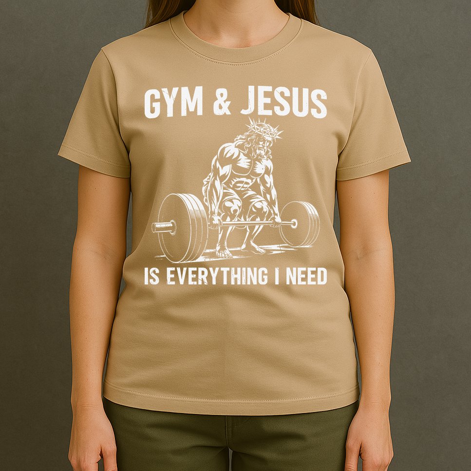 Gym And Jesus Christian Weight Lifting T-Shirt