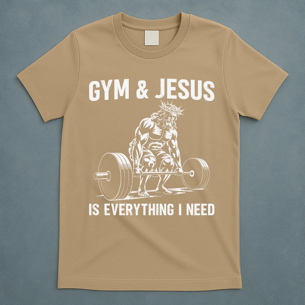 Gym And Jesus Christian Weight Lifting T-Shirt