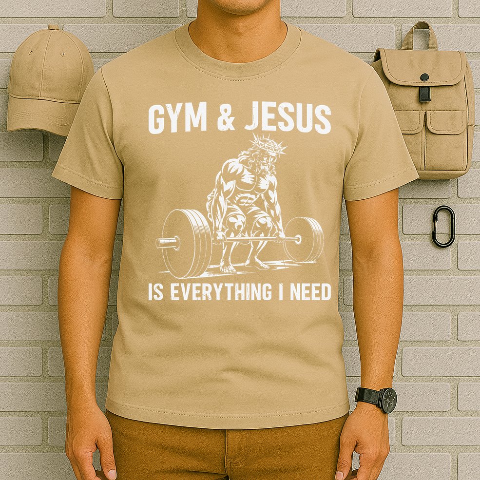 Gym And Jesus Christian Weight Lifting T-Shirt